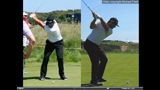 Jon Rahm golf swing  Long Iron faceon amp downtheline July 2017 [upl. by Ellehcor]