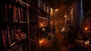 Old Library Sounds  Rain  Thunderstorm and Howling Wind Ambience  3 Hours [upl. by Nannahs]