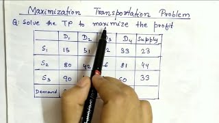 Lec28 Maximization Transportation Problem  In Hindi  Operation Research [upl. by Yboj]