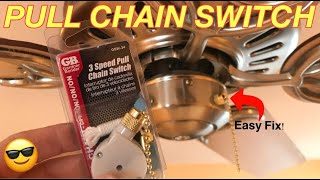 CEILING FAN PULL CHAIN SWITCH REPLACEMENT  How to replace a Pull Chain Switch on Ceiling Fan Easy [upl. by Harimas575]