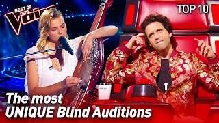 TOP 10  Extraordinarily UNIQUE Blind Auditions in The Voice [upl. by Aehs]