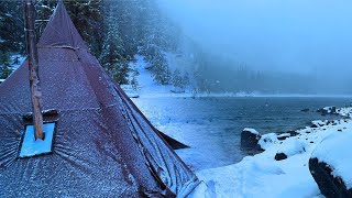 Hot Tent Camping In A Snowstorm [upl. by Latt414]