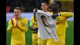 Emotional ninthminute tribute to Emiliano Sala at Nantes [upl. by Ahsitil551]