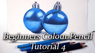 Beginners color pencil tutorial 4  Drawing Shiny Baubles [upl. by Anderer698]