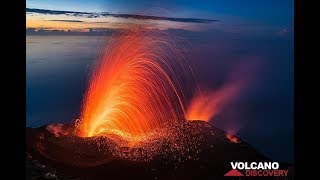 Stromboli volcano Italy erupts in spectacular fireworks  January 2019 [upl. by Mortimer863]