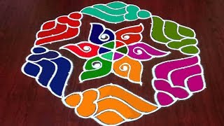 Latest Easy 13x7 dots Shankh Rangoli Kolam  Dhanurmasam Muggulu  Rangoli World [upl. by Rdnaskela]