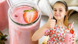 STRAWBERRY BANANA SMOOTHIE  just 4ingredients [upl. by Ahsiekim95]