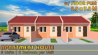 41 SQM  SMALL APARTMENT DESIGN  3 UNITS  2 BEDROOM per UNIT [upl. by Annehsat662]