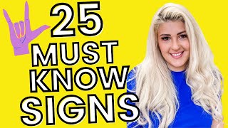 25 Basic ASL Signs for Beginners the MOST important [upl. by Aicirtan300]