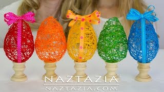 HOW to MAKE STRING EGGS  DIY Tutorial Easter Eggs Craft for Kids [upl. by Ayra763]