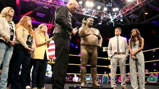 The Rhodes Family unveils the new statue of quotThe American Dreamquot Dusty Rhodes [upl. by Lirva]