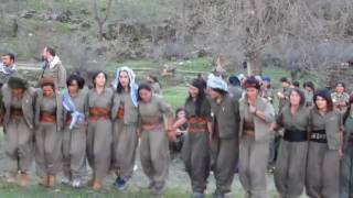 Kurdish female fighters dancing in the mountains of Kurdistan [upl. by Enelehs]