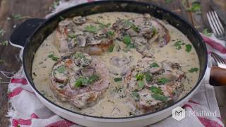 RECETTE MAILLARD  Côtelettes de porc avec sauce crémeuse aux champignons [upl. by Atiuqihc737]