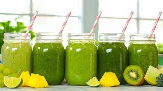 5 Healthy Green Smoothie Recipes [upl. by Anitsirt]