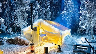 29C WINTER CAMPING IN THE WARMEST HOT TENT ON EARTH [upl. by Airotel]