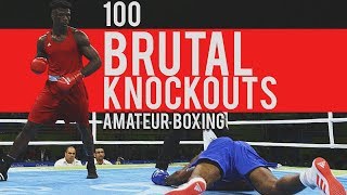 100 BRUTAL Amateur Boxing Knockouts [upl. by Levram457]