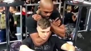 Jon Jones chokes out a fan at FIBO in Germany [upl. by Errol]