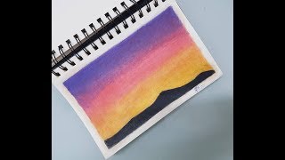 Drawing Sunset Using Colored Pencils [upl. by Pogue]