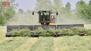 MOWING MERGING HARVESTING Alfalfa with Big Tractors [upl. by Samuella]