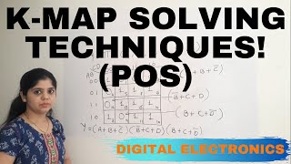 Example Solve a Product of Sum POS expression using KMAP 3 amp 4 variable [upl. by Eerdna]