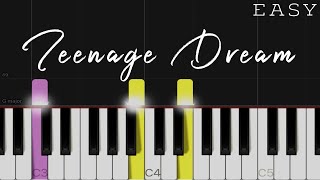 Teenage Dream Katy Perry  EASY Piano Tutorial [upl. by Sollars]