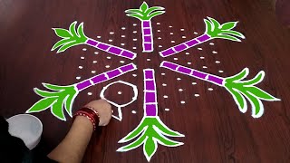 Dot Rangoli 11x6 middle dots  Bhogi Kundala Muggulu  Sankranthi Muggulu  Easy Pongal Pot [upl. by Jat923]