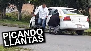 PONCHANDO LAS LLANTAS DE LOS AUTOS BROMA [upl. by Skelly]