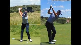 Justin Thomas golf swing  Long Iron faceon amp downtheline July 2017 [upl. by Noloc601]