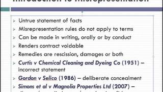 Misrepresentation Lecture 1 of 4 [upl. by Ayenet]