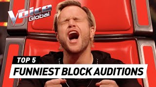 MOST HILARIOUS BLOCK Auditions in The Voice 🚫 [upl. by Winchell]