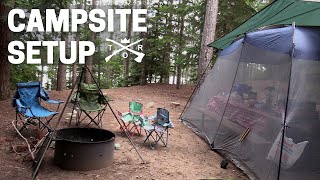 CAMPSITE SETUP  TENT CAMPING TIPS [upl. by Mella]