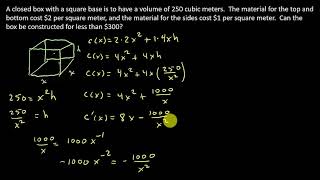 Optimization  Minimize Cost Of A Box [upl. by Eiznikam]