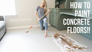 How to Paint Concrete Floors  HomeWithStefani [upl. by Lekcim452]