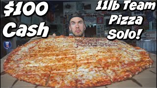 100 11LB TEAM PIZZA CHALLENGE SOLO  California Pizza  Man Vs Food [upl. by Ayanaj]