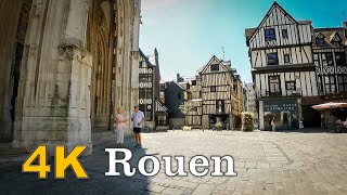 Walking tour in the Old Town Rouen France 4K [upl. by Nylirehs]